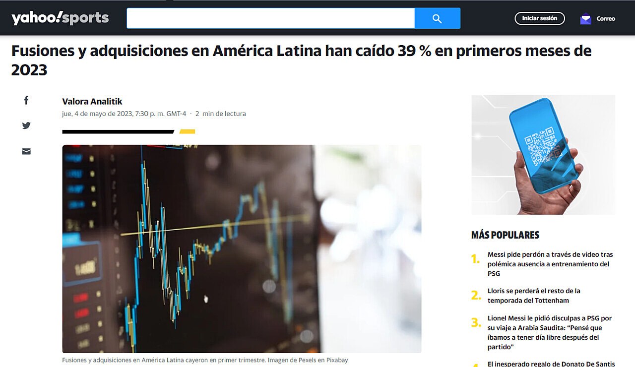 Fusiones y adquisiciones en Amrica Latina han cado 39 % en primeros meses de 2023